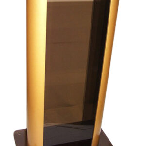 C02 Smoked Contemporary Acrylic Lecture Podium – 27" University Podium with Gold Aluminum Panels