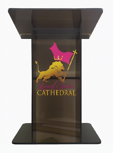 church lectern smoked with color logo