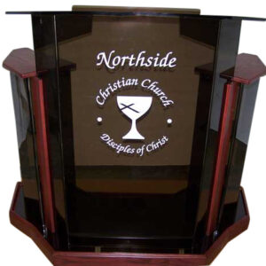 WS07 Wingstyle Acrylic Podium – Durable Customizable Church Pulpit with Wood Accents