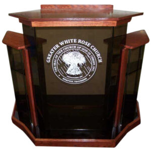 WS10 Wingstyle Acrylic Podium – Stylish Custom Church Pulpit with Wood Accents