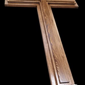 3 layer finished walnut stained oak cross