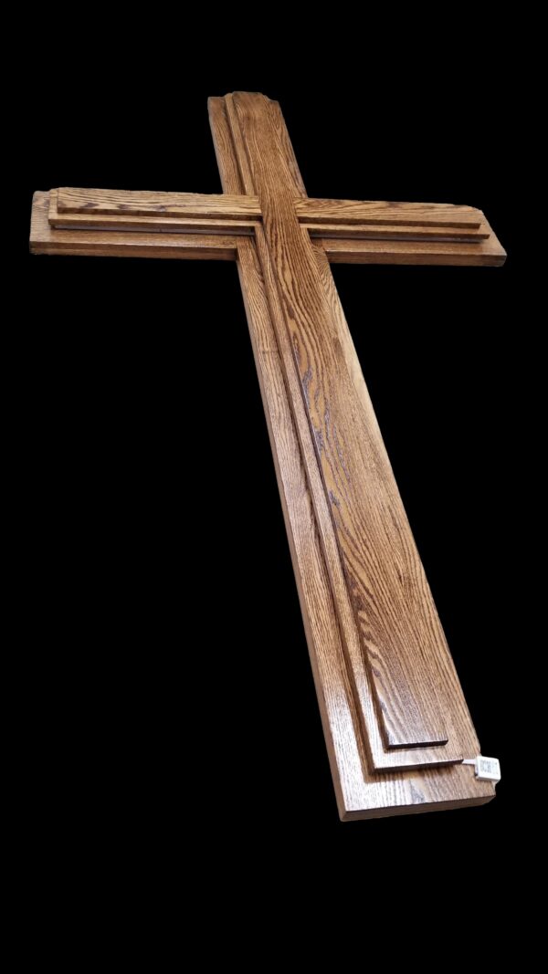 3 layer finished walnut stained oak cross